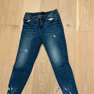 Stylish Blue Distressed Women's Jeans